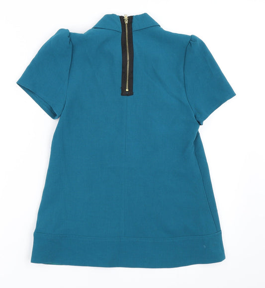 Womens UK Size 4 ASOS Blue Basic Blouse