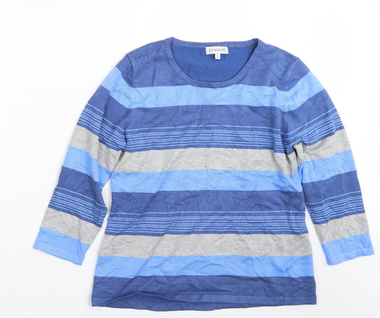 Chianti Womens Blue Striped Pullover Jumper Size L