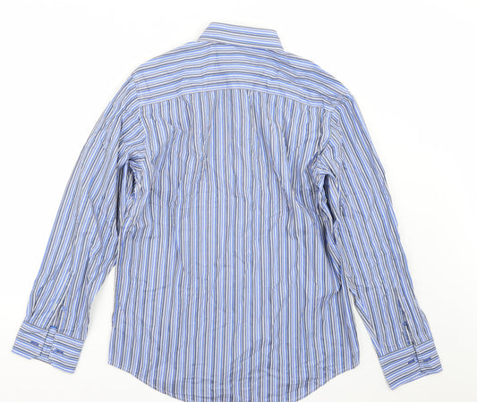 Mens UK Size 16 NEXT Blue Button-Up Long Sleeve Casual Shirt