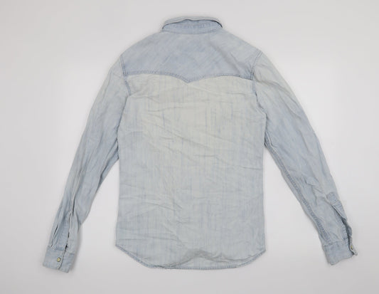 Topman Mens Blue Button-Up Size S