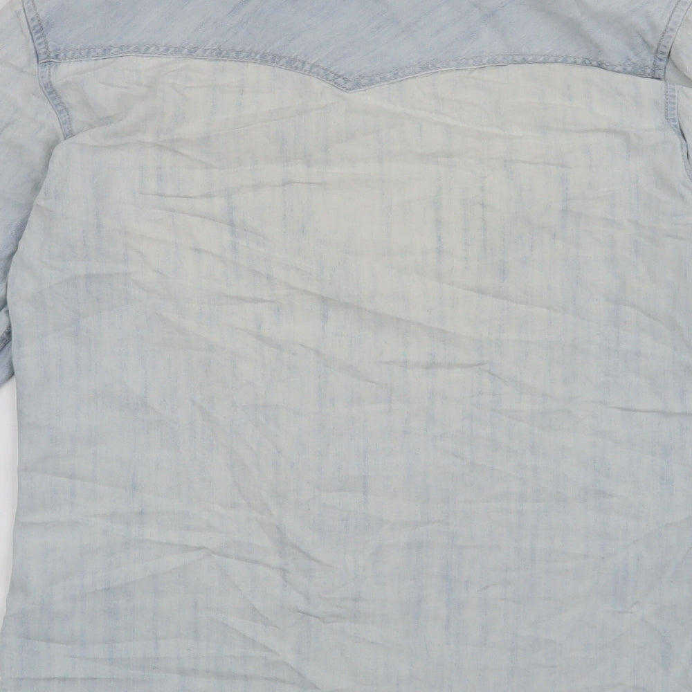 Topman Mens Blue Button-Up Size S