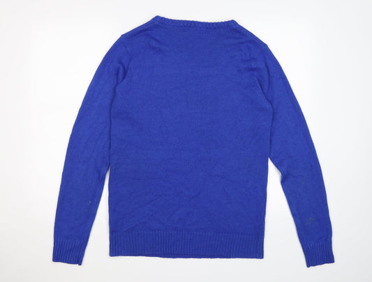 Premier Mens Blue Polka Dot Knit Pullover Jumper Size M - penguin