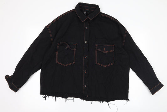 Missguided Womens Black Denim Jacket Size 8