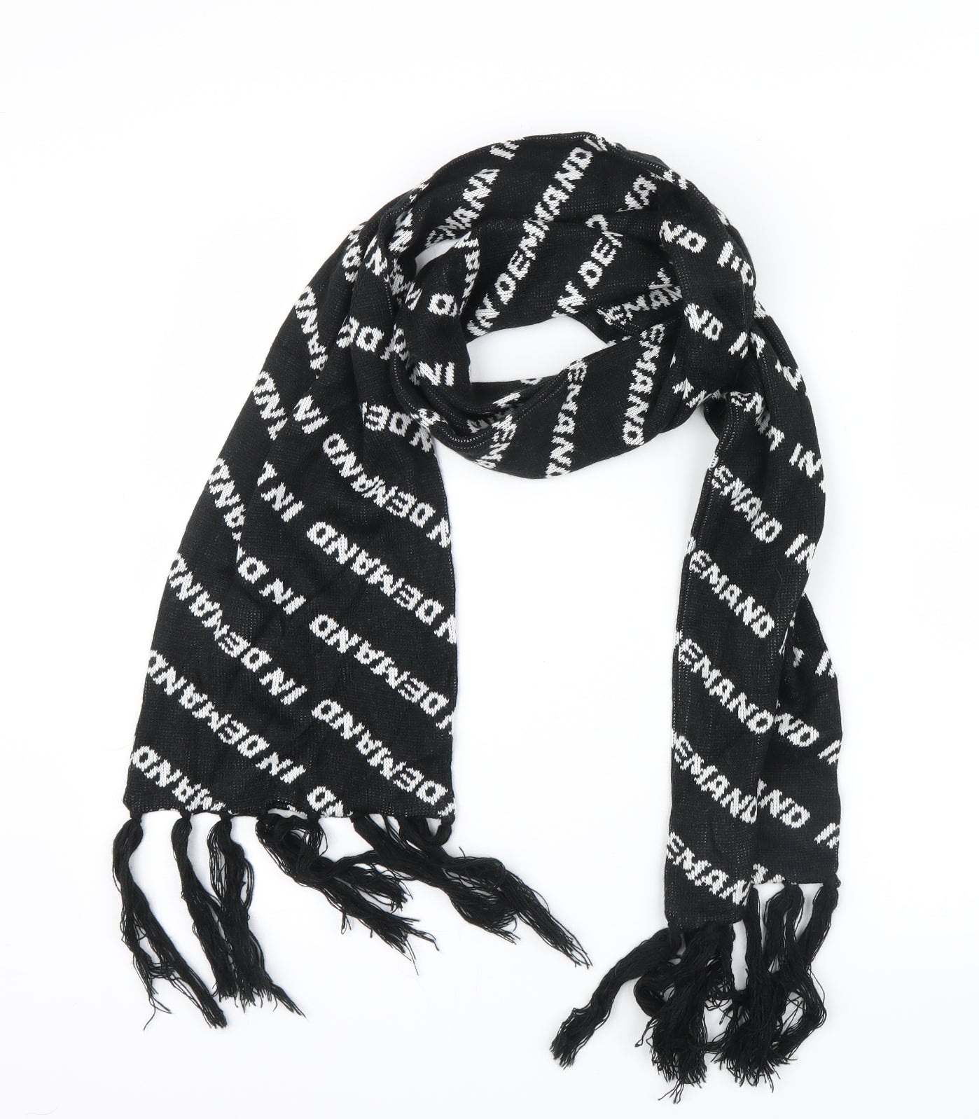 Topshop Womens Black Geometric Knit Scarf