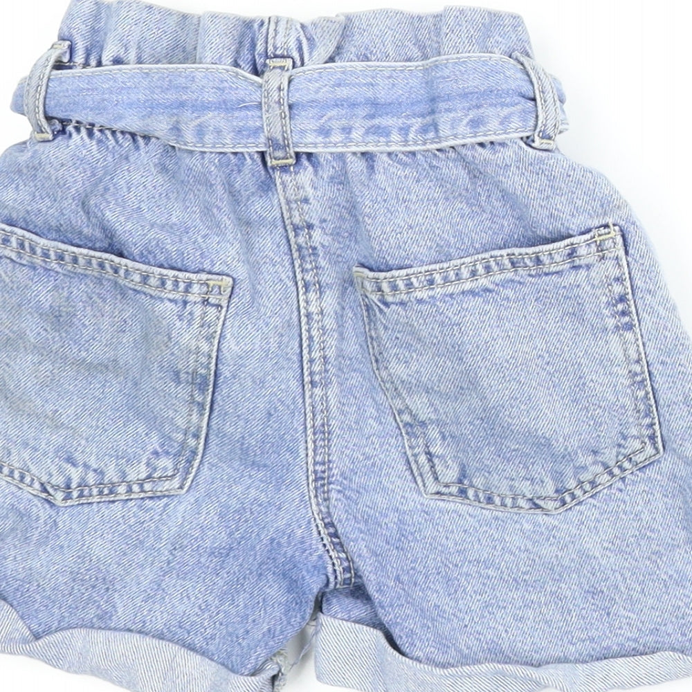 Denim Co Girls Blue Denim Paperbag Shorts Size 5 Years