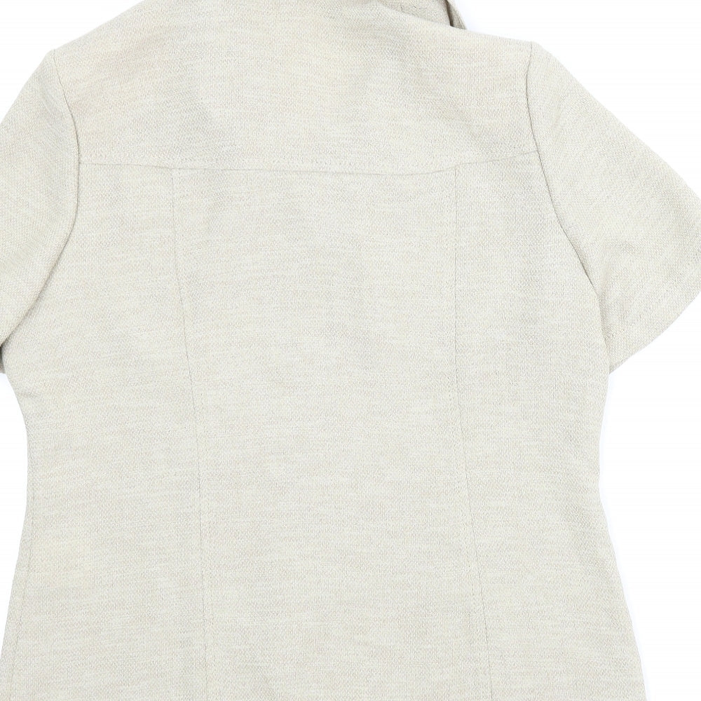 Womens UK Size 10 Preworn Beige Basic Button-Up