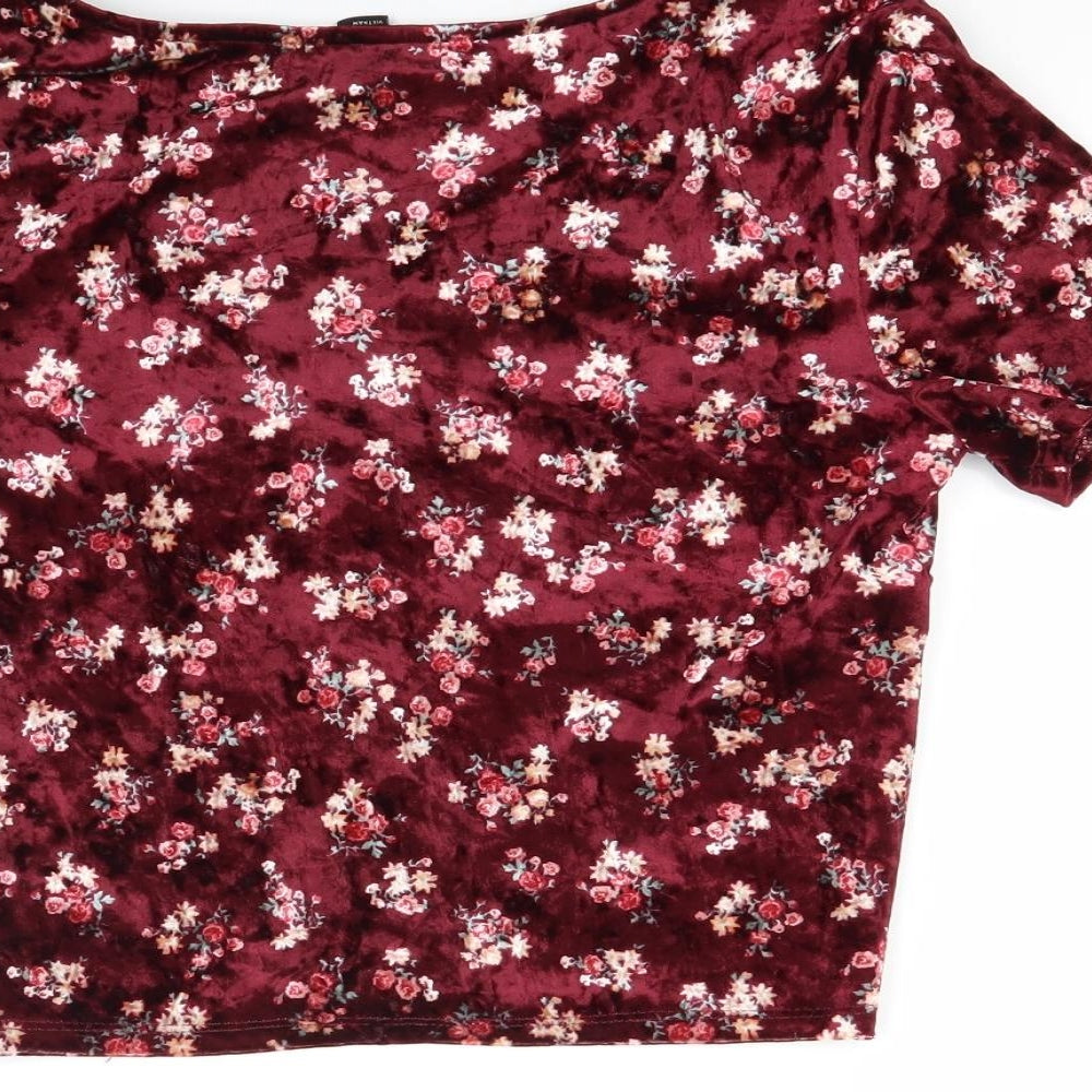 FOREVER 21 Womens Red Floral Cropped T-Shirt Size M
