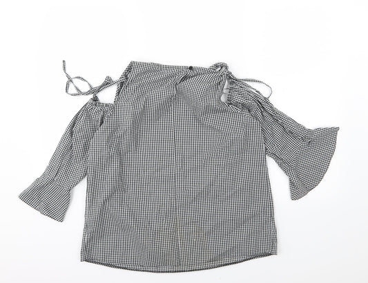 George Womens Grey Check Basic Blouse Size 14