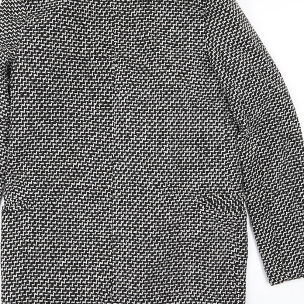 Yi Shang Womens Black Geometric Overcoat Coat Size S