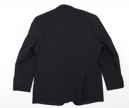 F&F Mens Black Striped Rayon Jacket Suit Jacket Size 44
