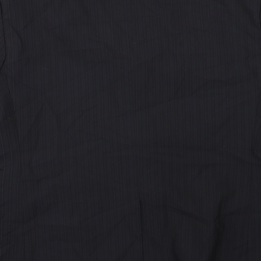 F&F Mens Black Striped Rayon Jacket Suit Jacket Size 44