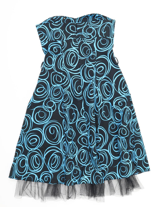 Quiz Womens Blue Floral Fit & Flare Size 10