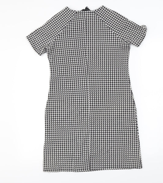 New Look Womens Black Check A-Line Size 8