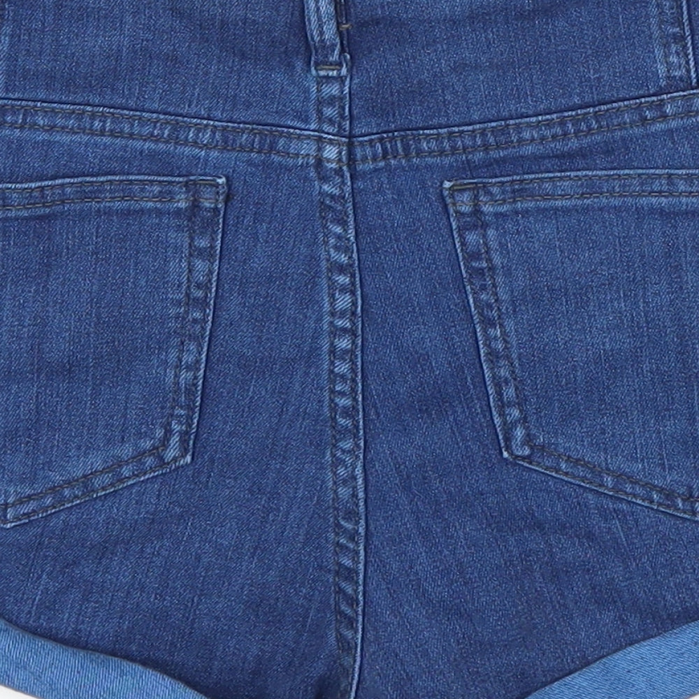 Topshop Womens Blue Denim Hot Pants Shorts Size 28 in