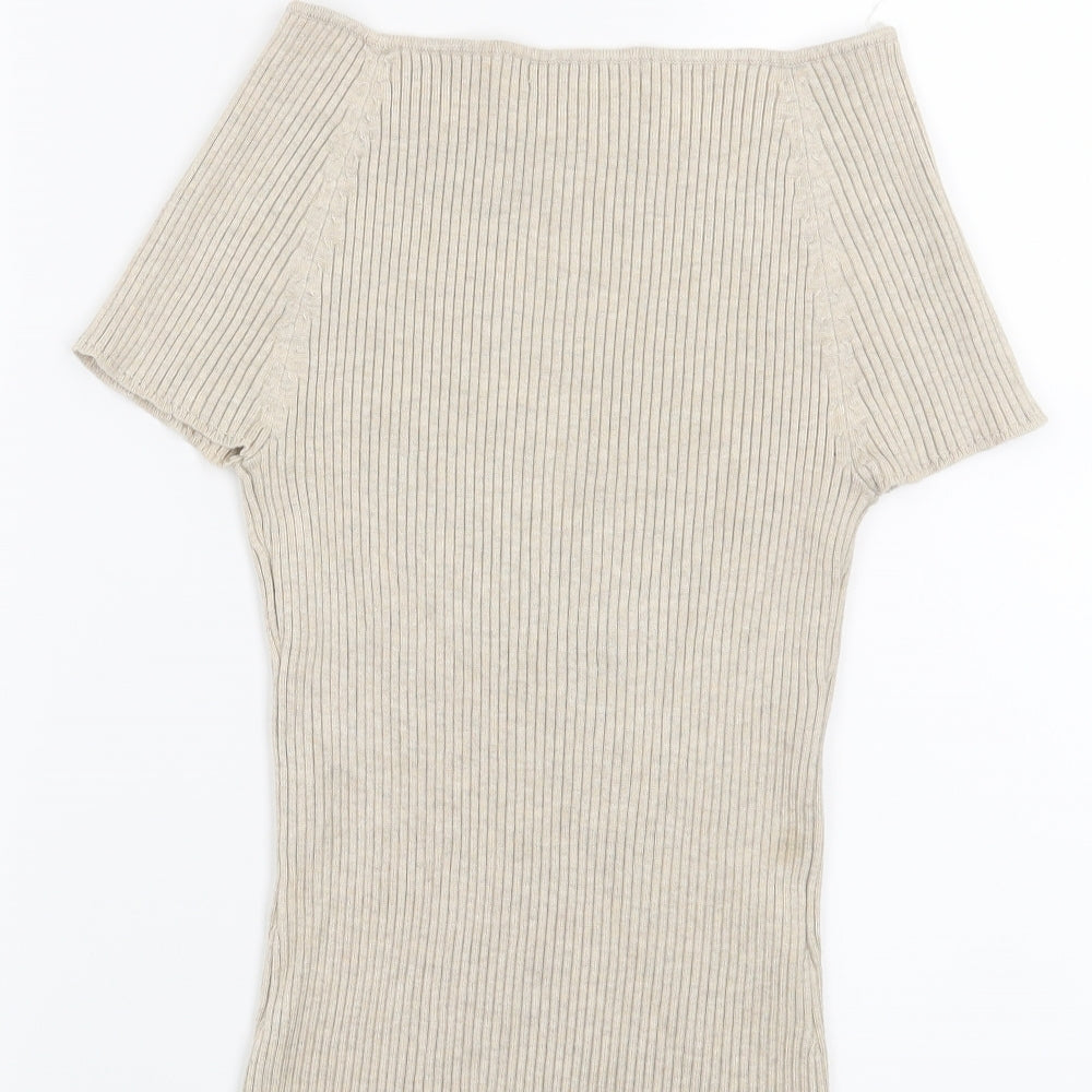 Grace Womens Beige Striped Pullover Jumper Size S