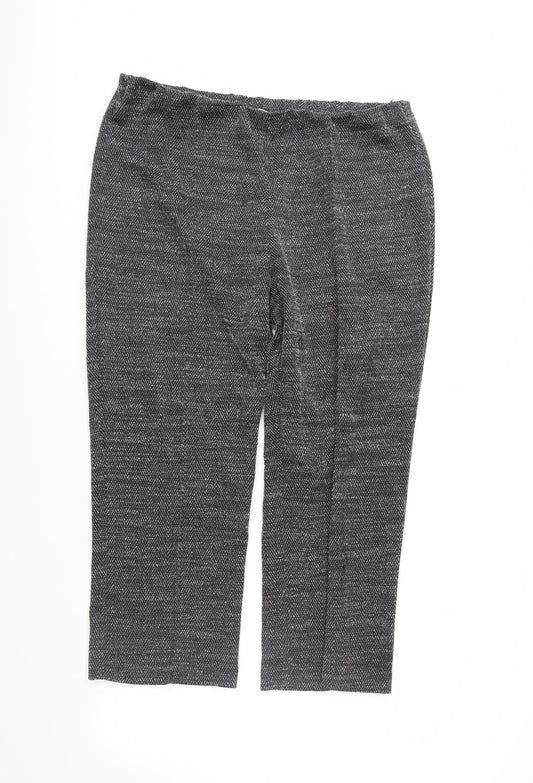 Classic Womens Grey Herringbone Trousers Size 16 L23 in