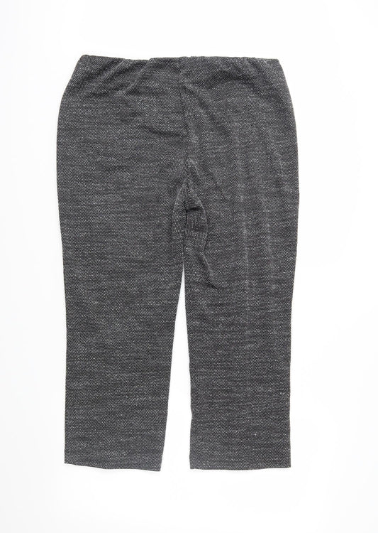 Classic Womens Grey Herringbone Trousers Size 16 L23 in