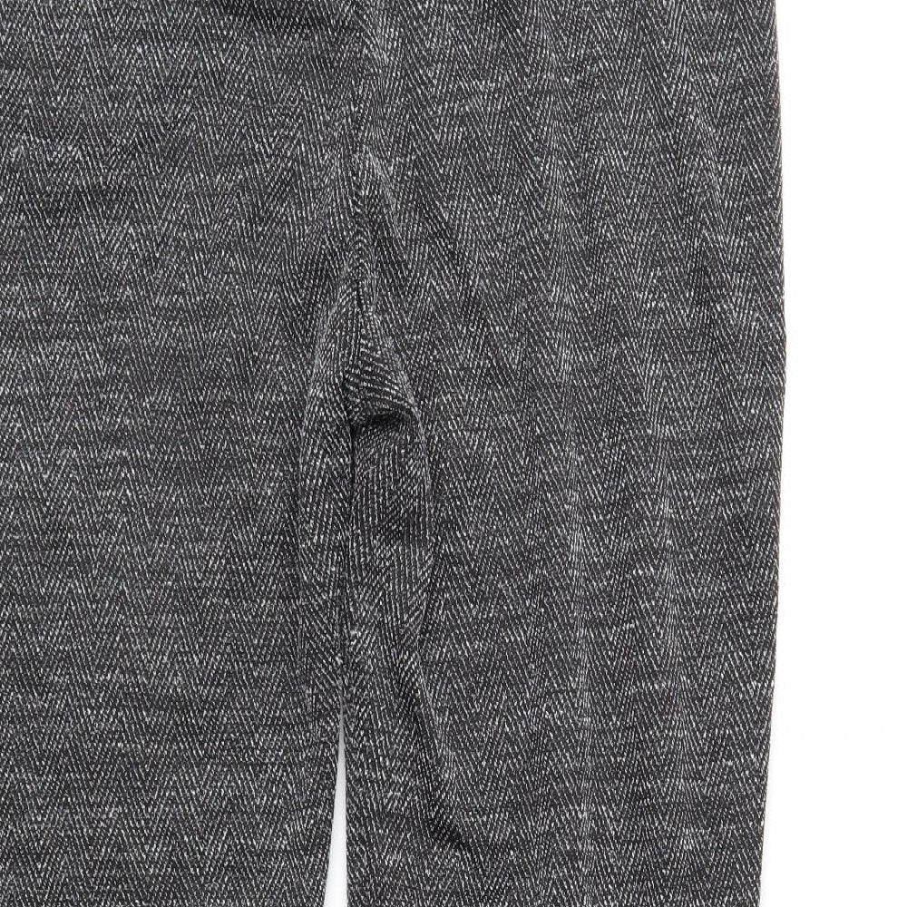 Classic Womens Grey Herringbone Trousers Size 16 L23 in
