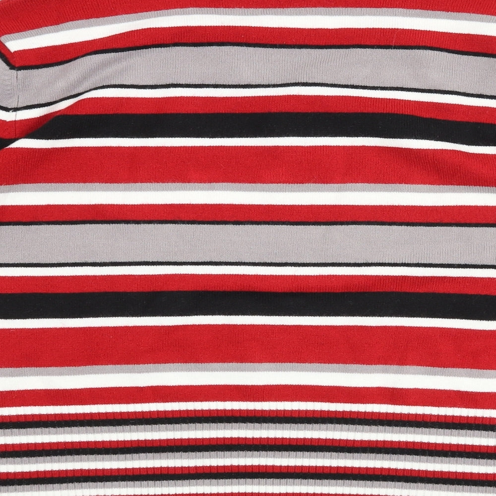 JORDANA Womens Red Striped Pullover Jumper Size 3XL