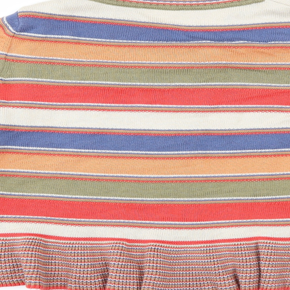 Marks and Spencer Girls Multicoloured Striped Cardigan Jumper Size 9-10 Years