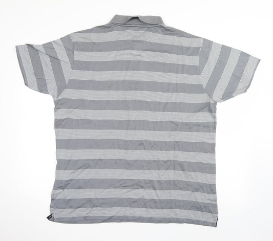 Colin Montgomerie Mens Grey Striped Polo Size L