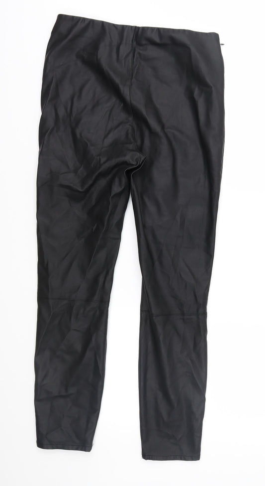 Womens UK Size 10 Preworn Regular Fit Black Trousers