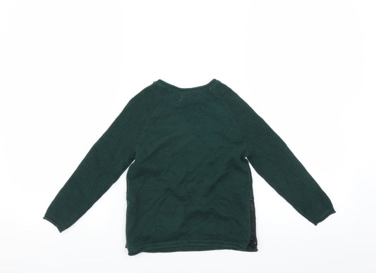 Primark Boys Green Pullover Jumper Size 3-4 Years - zip sides