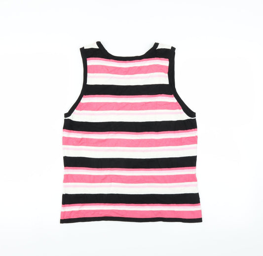 TEXT Womens Pink Striped Pullover Jumper Size L