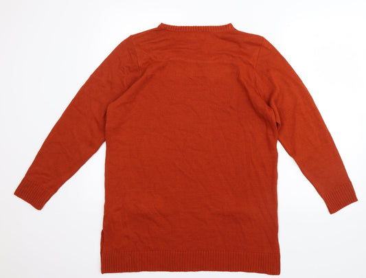 Afibel Womens Orange Knit Pullover Jumper Size 14