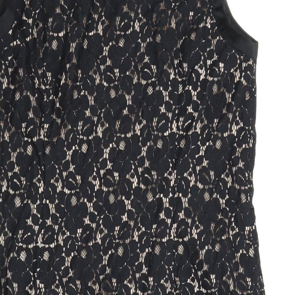 Oasis Womens Black Floral A-Line Size 12