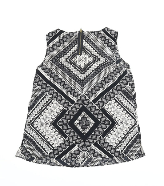 F&F Womens Black Argyle/Diamond Basic Blouse Size 14