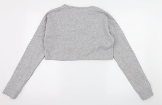 Boohoo Womens Grey Jersey Pullover Sweatshirt Size M