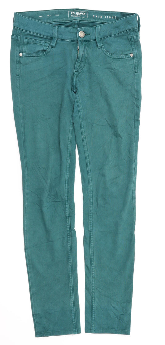 Womens UK Size 8 FC Jeans Regular Fit Skinny Green Jeans