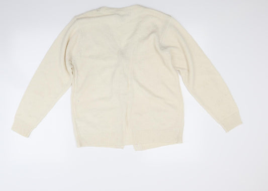 Akal Collection Womens White Cardigan Jumper Size M