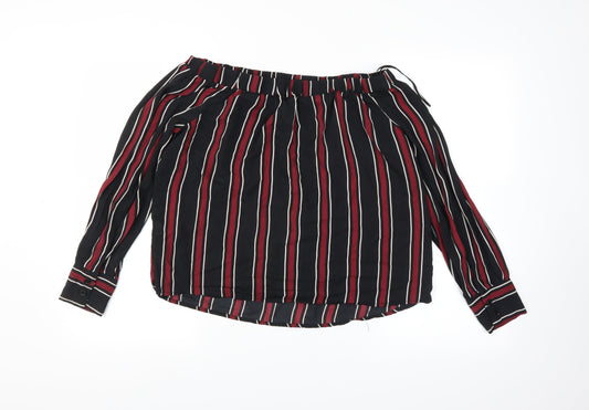 Atmosphere Womens Black Striped Basic T-Shirt Size 16