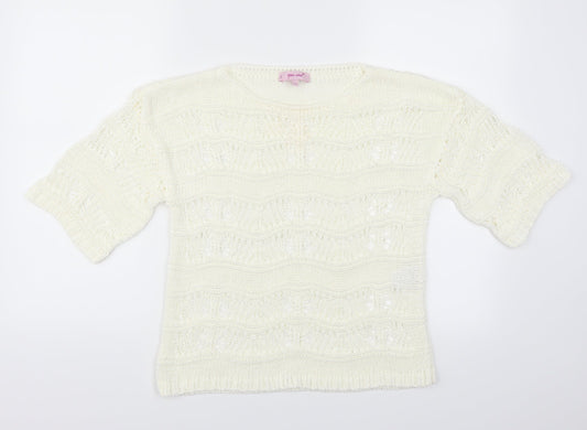 Per Una Womens Ivory Pullover Jumper Size 10 - See Through