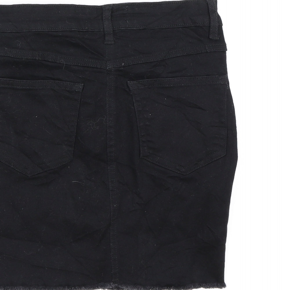 New Look Womens Black Denim A-Line Skirt Size 6