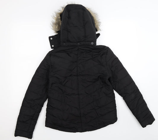 Avenue Womens Black Quilted Jacket Size 8