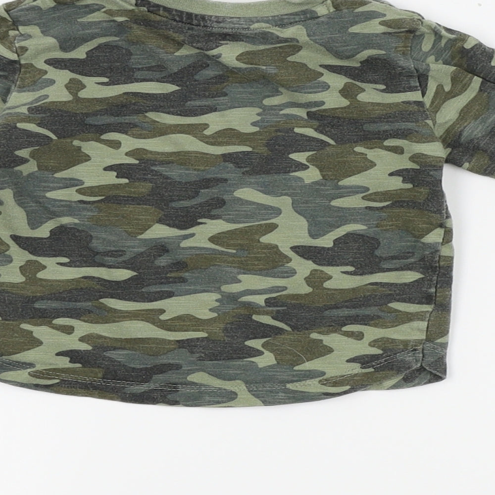 Fred & flo Boys Green Camouflage Basic T-Shirt Size 12-18 Months