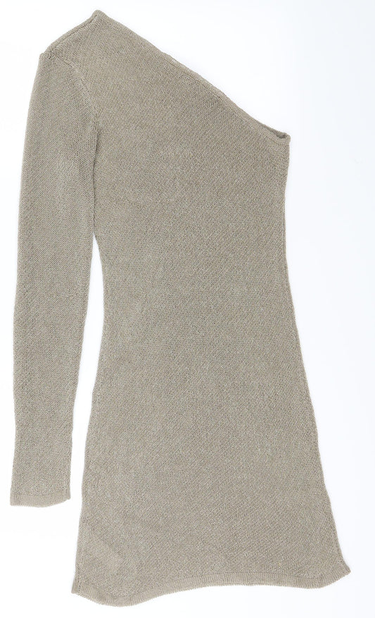 Boohoo Womens Gold Shirt Dress Size L