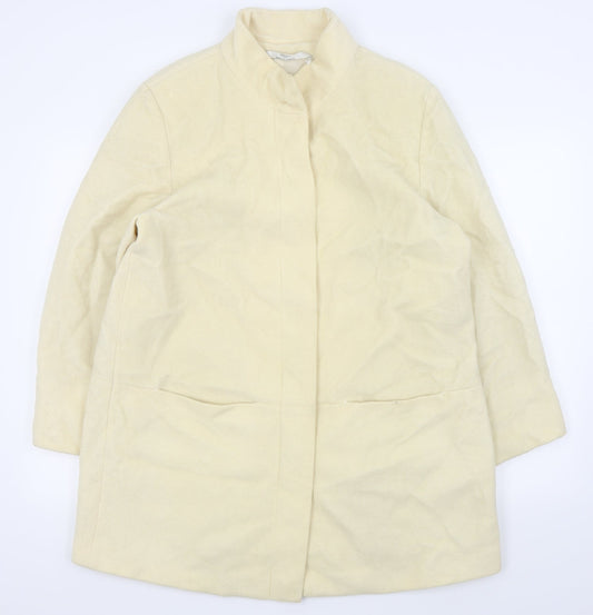 M&S Womens White Overcoat Coat Size 14