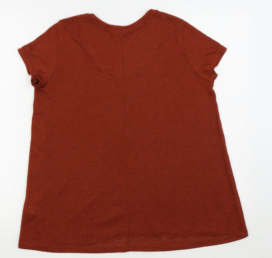 TU Womens Red Houndstooth Basic T-Shirt Size 12