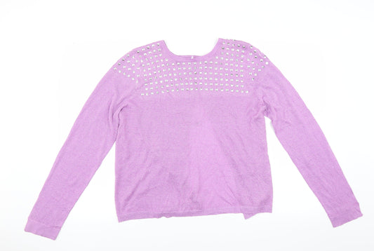 Be beau Womens Purple Pullover Jumper Size 18 - open back