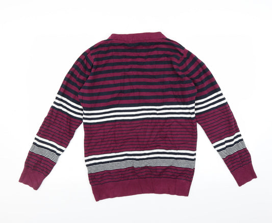 EWM Womens Purple Striped Pullover Jumper Size M