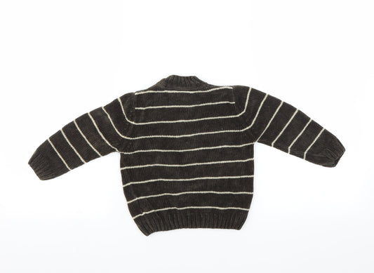 Mothercare Boys Brown Striped Pullover Jumper Size 2-3 Years