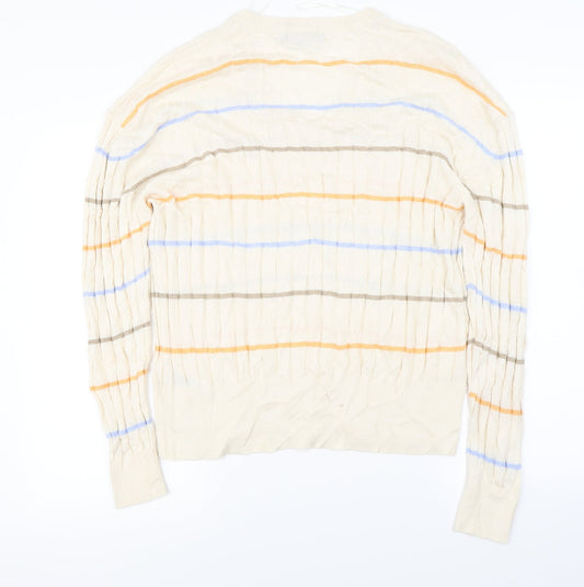 Marks and Spencer Mens Ivory Striped Pullover Jumper Size XL