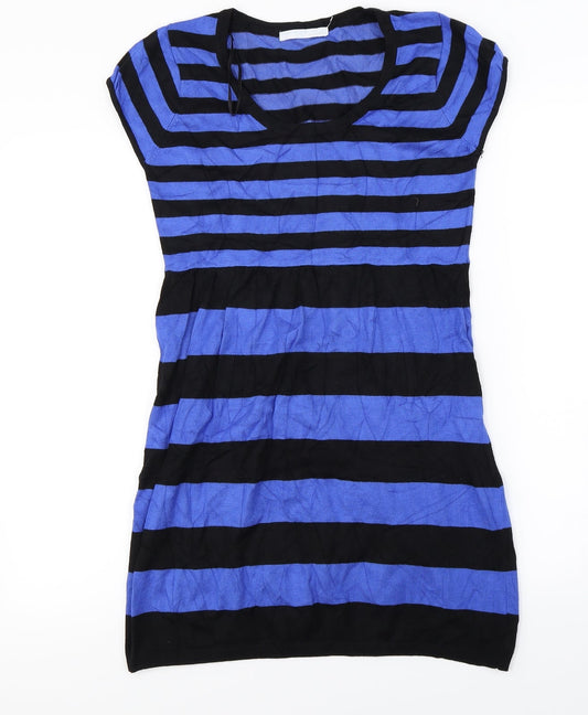 Matalan Womens Blue Striped A-Line Size 10