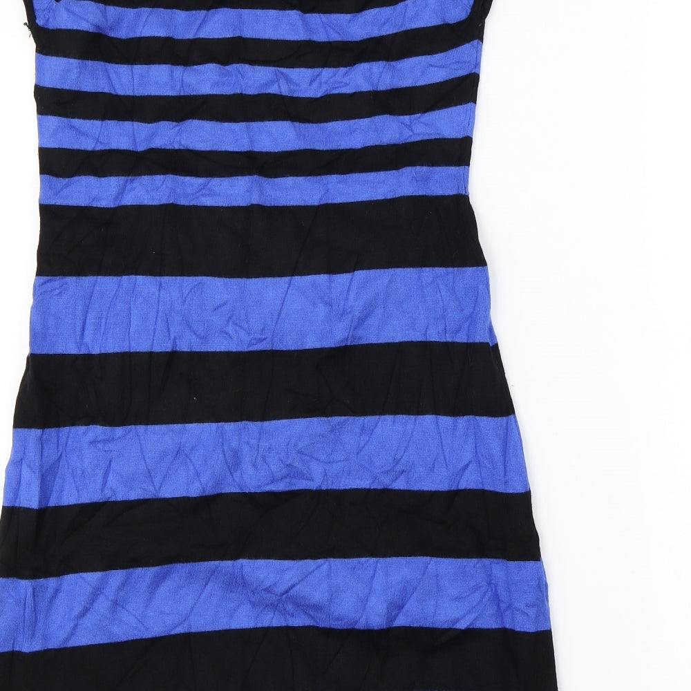 Matalan Womens Blue Striped A-Line Size 10