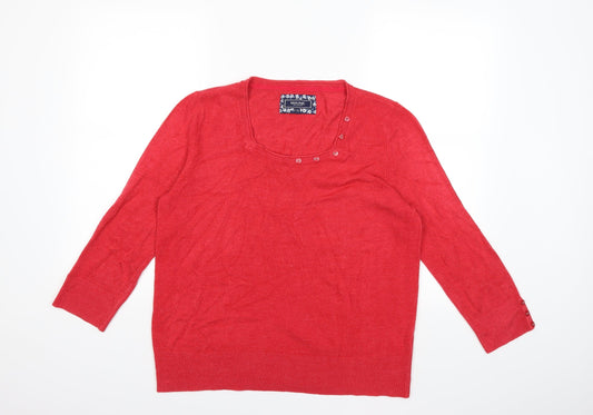 Maine Womens Red Knit Pullover Jumper Size 16