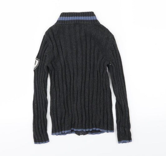 E of M Boys Grey Knit Full Zip Jumper Size 4-5 Years